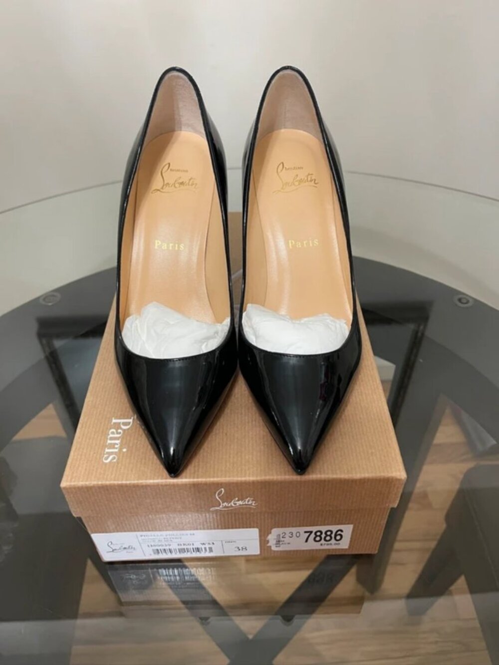 NWT in box Christian Louboutin Pigalle Follies Black Patent Leather Pumps